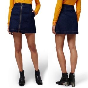 Topshop Denim Zip A-Line Skirt